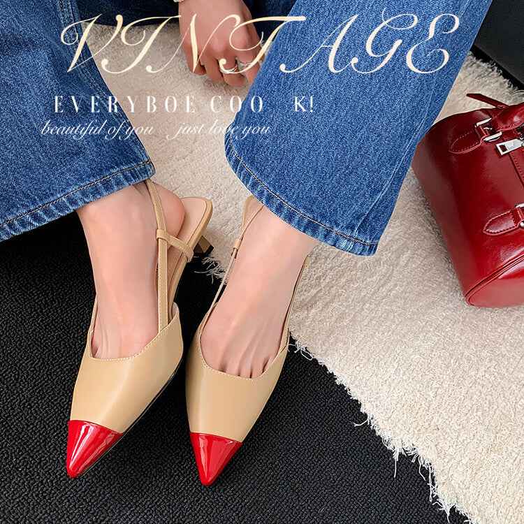 Karin Luna In Stock 24New Year's stock is now available Color Block Pointed Toe Full Leather Sandals