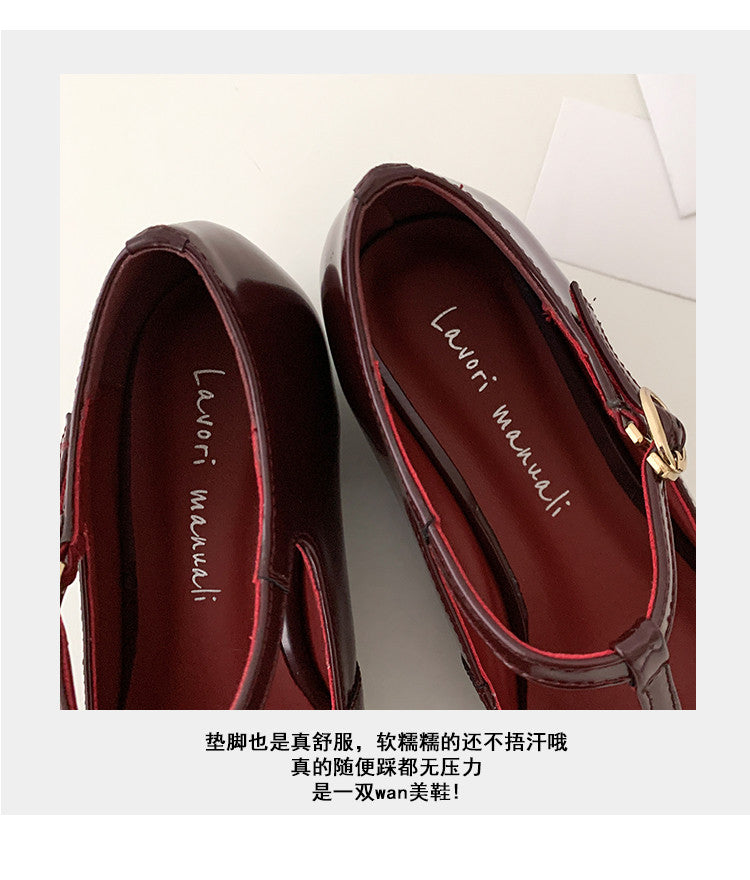 Karin Luna In Stock Spot Goods    Retro Classic Metal Camellia Irregular Heel Single Shoes