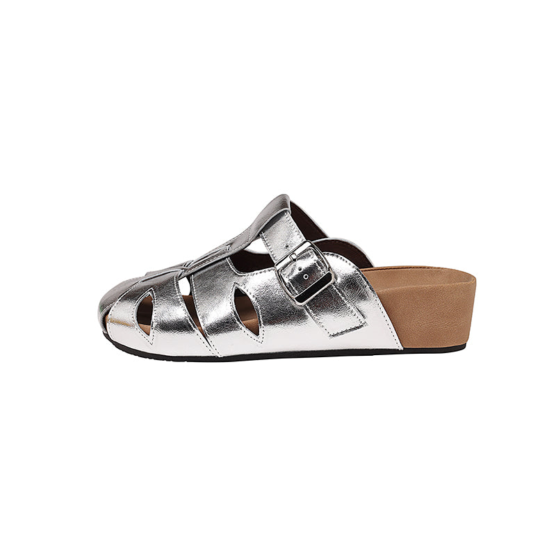 Karin Luna Full Layer Inside and Out~Basic Versatile Perforated Round Toe Birkenstock Slippers