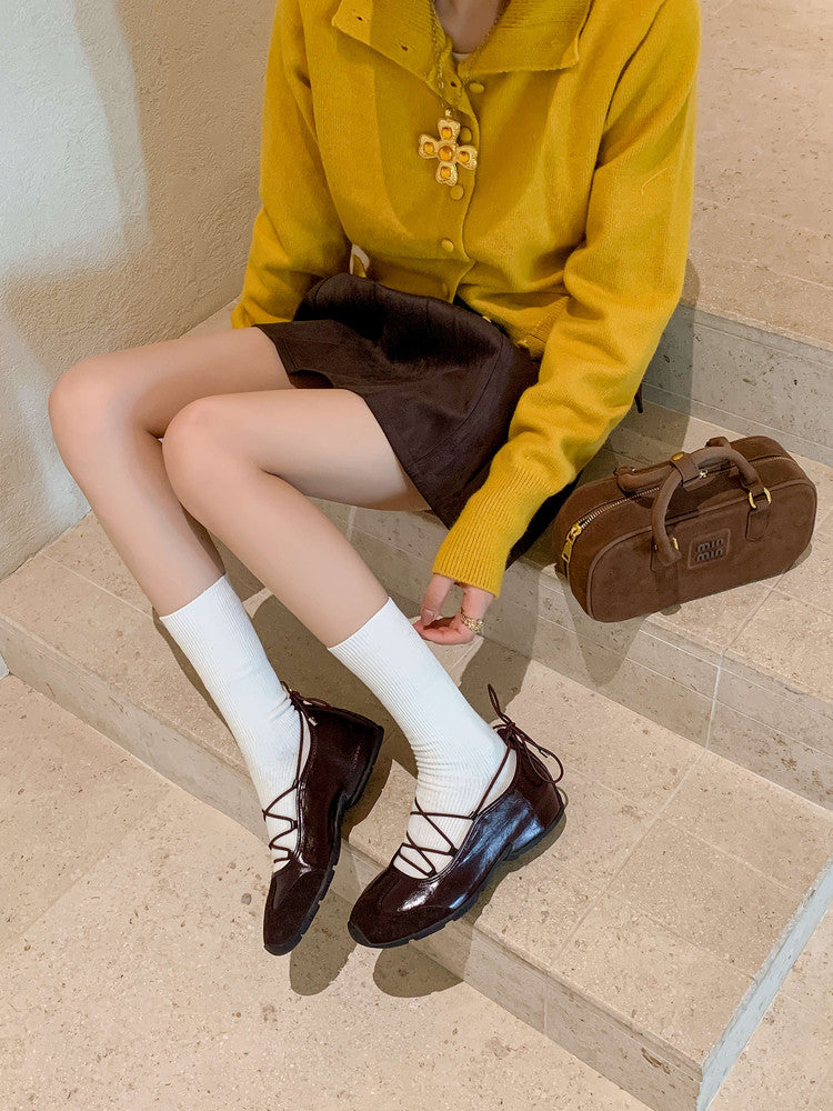 Karin Luna Basic Versatile British Style Casual Lace-up Flats