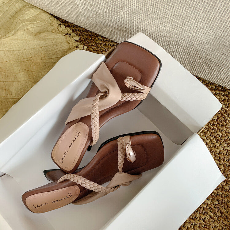Karin Luna has a sense of design ~Twist Braided Cross Strap Square Toe Sandals