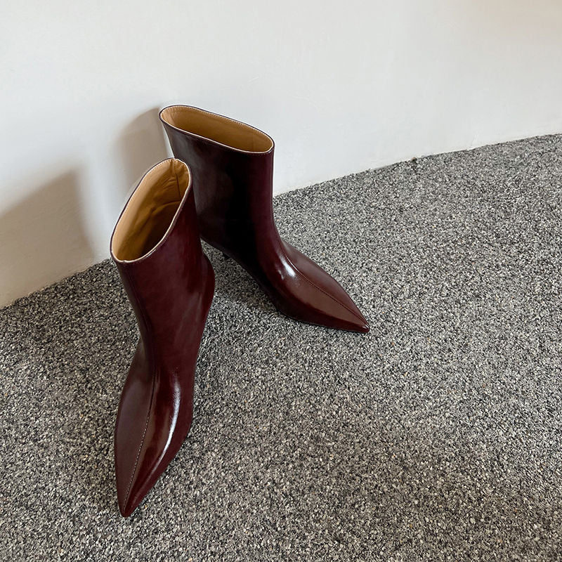 Karin Luna In Stock Spot Goods Minimalist Tube Kitten Heel Short Boots