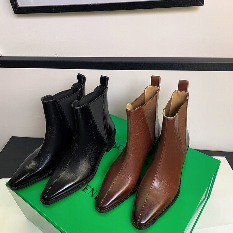 Karin Luna In Stock In stock   Classic first-layer cowhide Chelsea elastic ankle boots