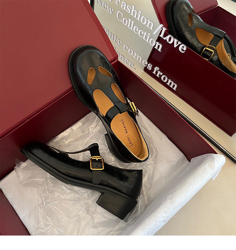Karin Luna In Stock Spot Goods Minimalist Retro British Style Irregular Hollow Single Shoes