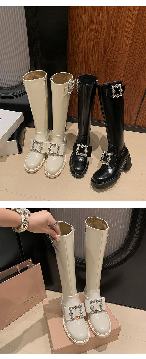 Karin Luna has prepared stock  Custom Large Square Buckle Bowknot Fastener Elegant Long Boots