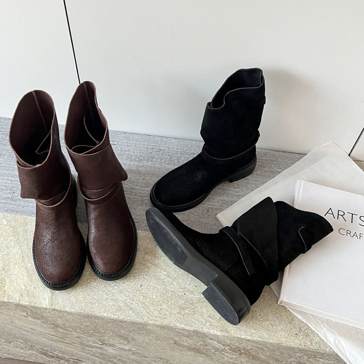 Karin Luna In Stock Spot Goods  Super textured Lazy Style Thick-Soled Ankle Boots