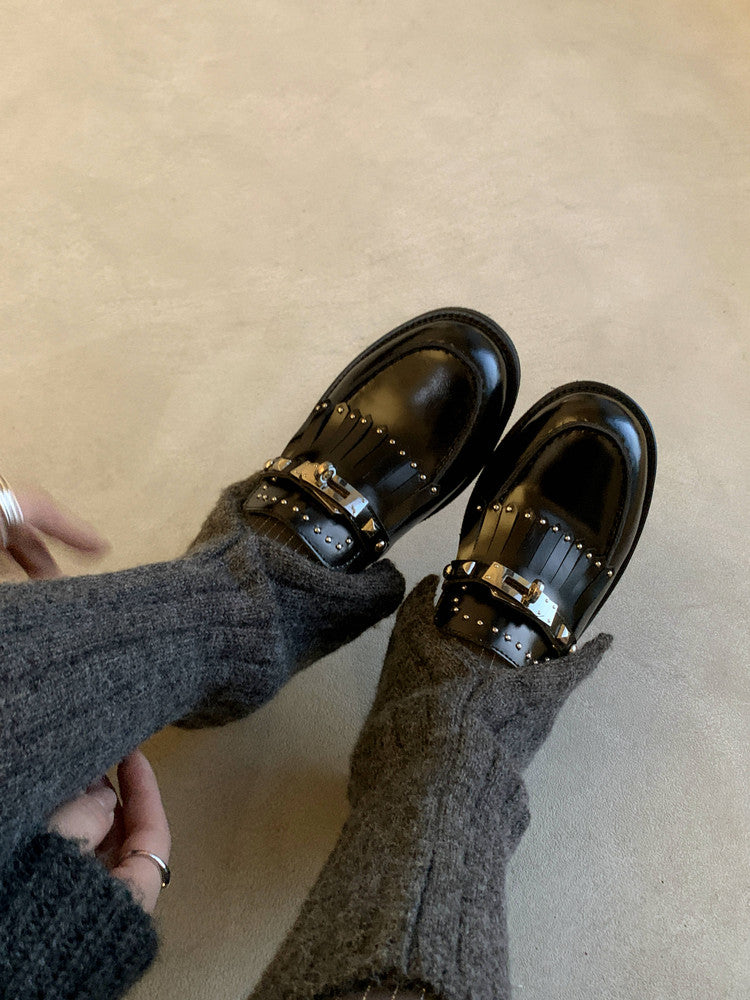 Karin Luna Casual Shoes Series~ Spot Goods Spot Goods Hot-selling Tassel Element Small Gold Buckle Single Shoes