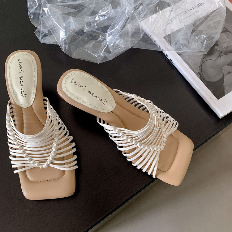 Karin Luna Bestseller Woven Vacation Style Series~ Elegant High Heel Slippers