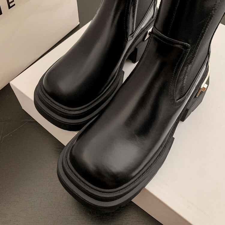Karin Luna da Brand Series~Rear Metal Decoration Thick Sole Stretch Boots