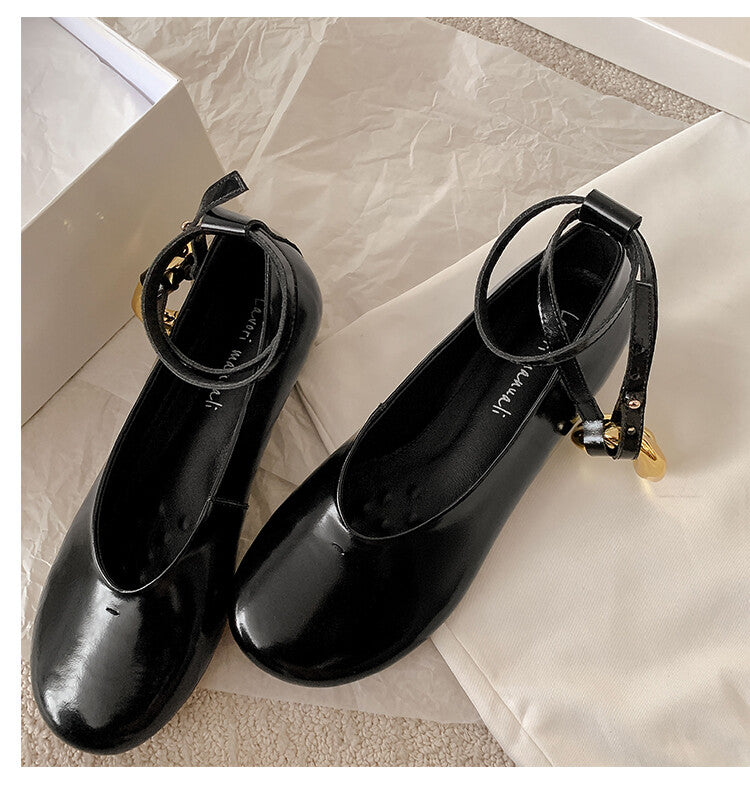 Karin Luna In Stock Large Stock Main Promotion  Two-Way Wear Height-Increasing Retro Gold Buckle Mary Jane Shoes