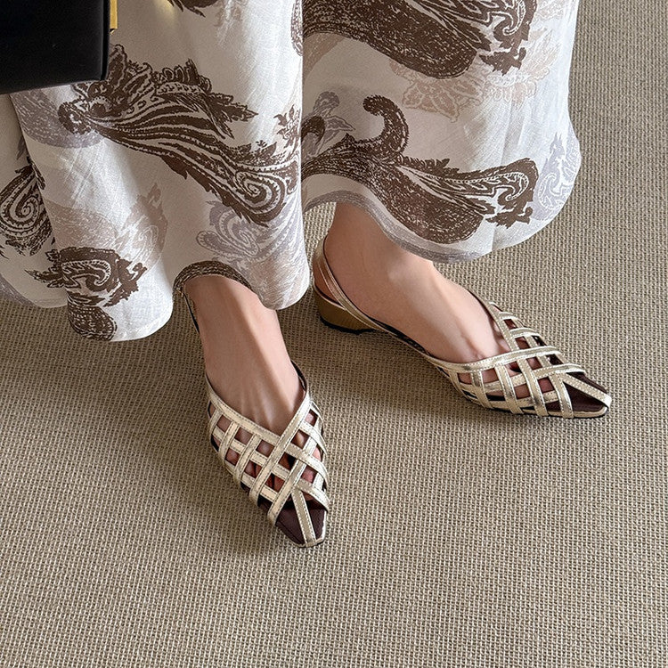 Karin Luna Braided Style ~Cross-woven Pointed Toe Closed-toe Sandals