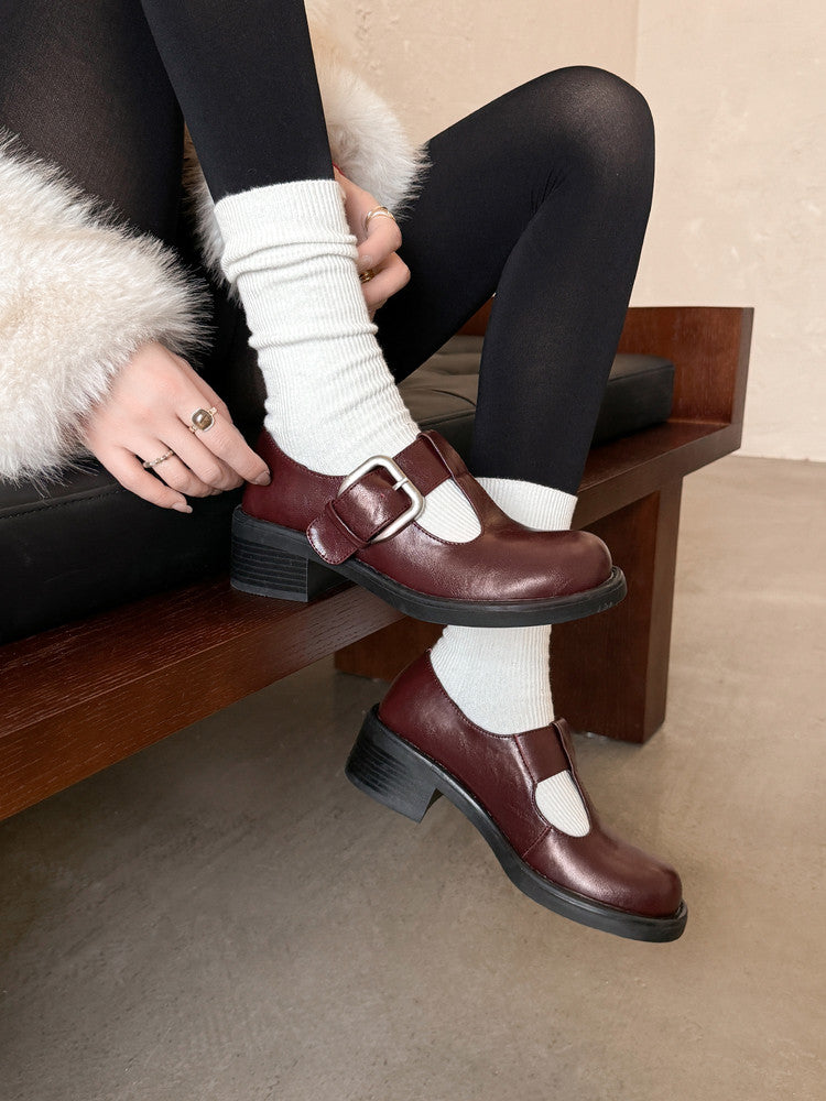 Karin Luna In Stock Spot Goods round Head t Round Toe British Style Single Shoes
