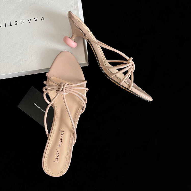 Karin Luna In Stock In Stock  In Stock Round Toe Cross Hollow Round Toe Stiletto Slippers