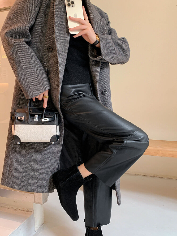 Karin Luna Classic Style Internal Height Increase Cowhide Leather Small Square Toe Short Fashion Boots