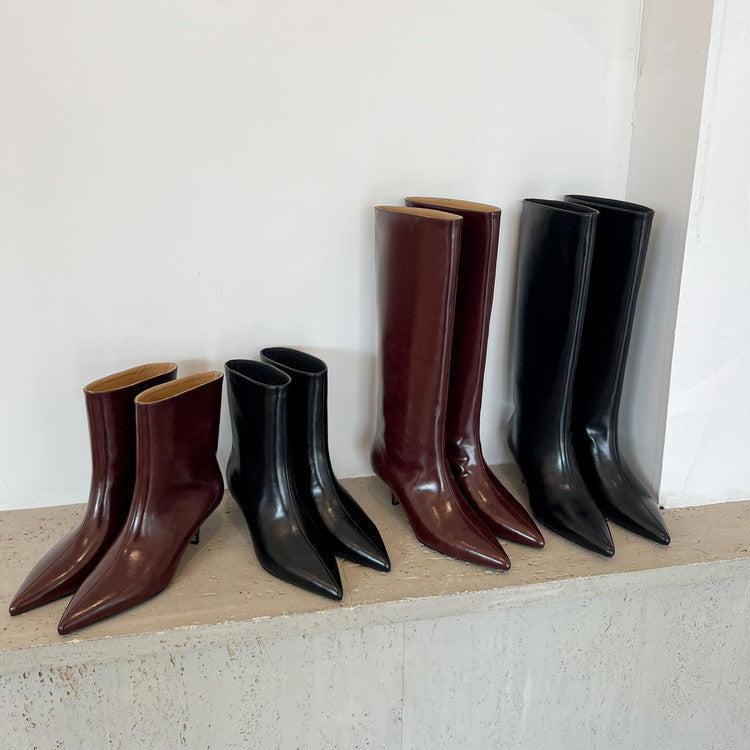Karin Luna In Stock Spot Goods Minimalist Tube Kitten Heel Short Boots