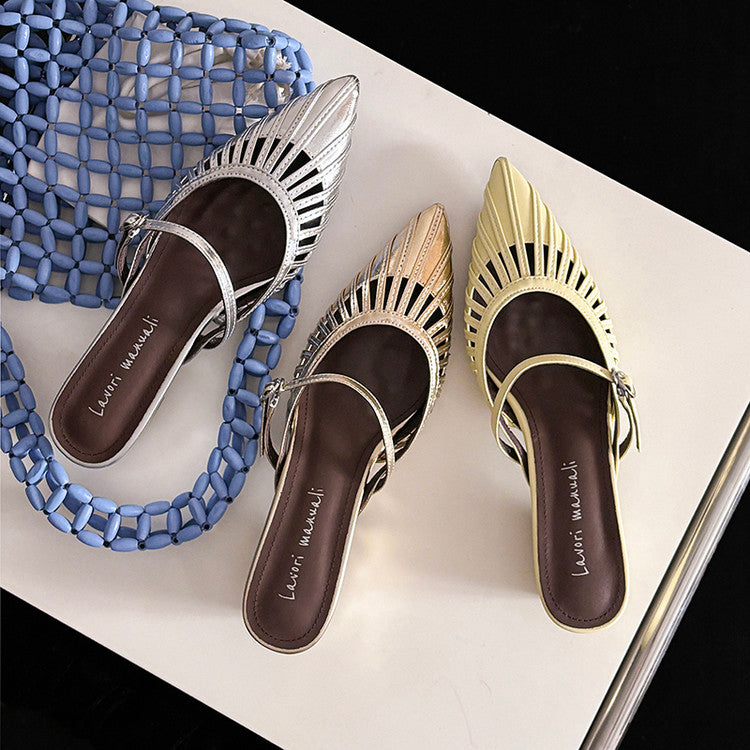 Karin Luna Casual Feel~In stock Pointed Toe Hollow Design Note Pointed Toe Slippers