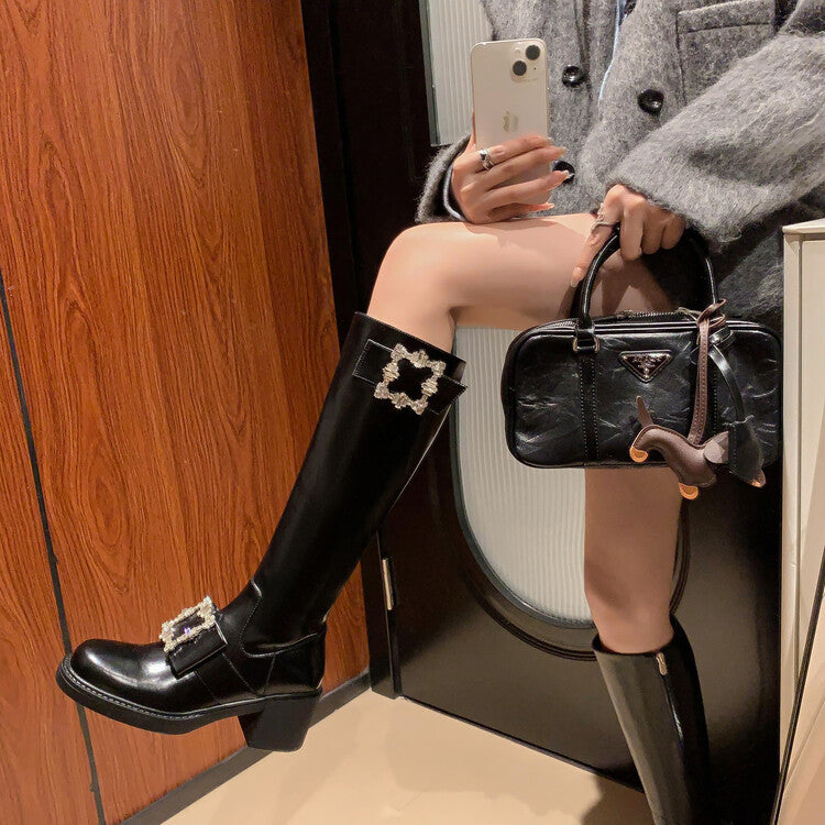 Karin Luna has prepared stock  Custom Large Square Buckle Bowknot Fastener Elegant Long Boots