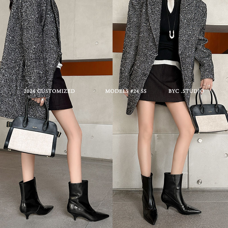 Karin Luna In Stock  Spot Goods Elegant kitten heel pointed toe trendy ankle boots