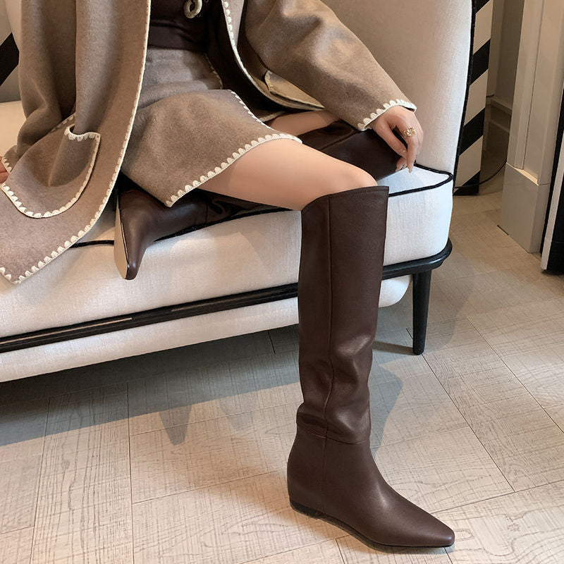 Karin Luna Elegant Style Slanted Inner Height-Increasing Long Boots