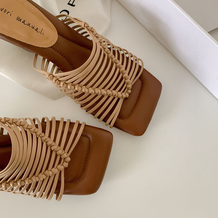 Karin Luna Handwoven  Elegant High Heels Square Toe Data Hot Sale！