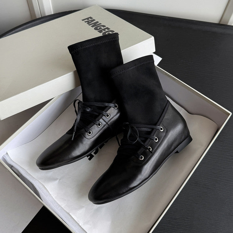 Karin Luna Round Toe Internal Height Increase Lace-up Ankle Boots