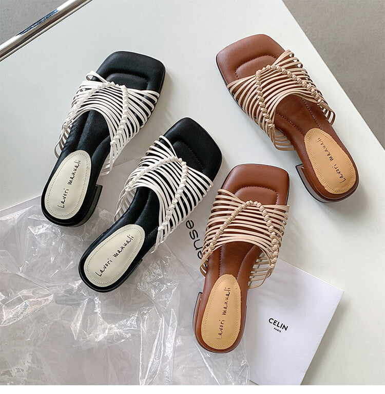 Karin Luna In Stock Spot Goods  Resort Style Handwoven Flat Sole Slippers