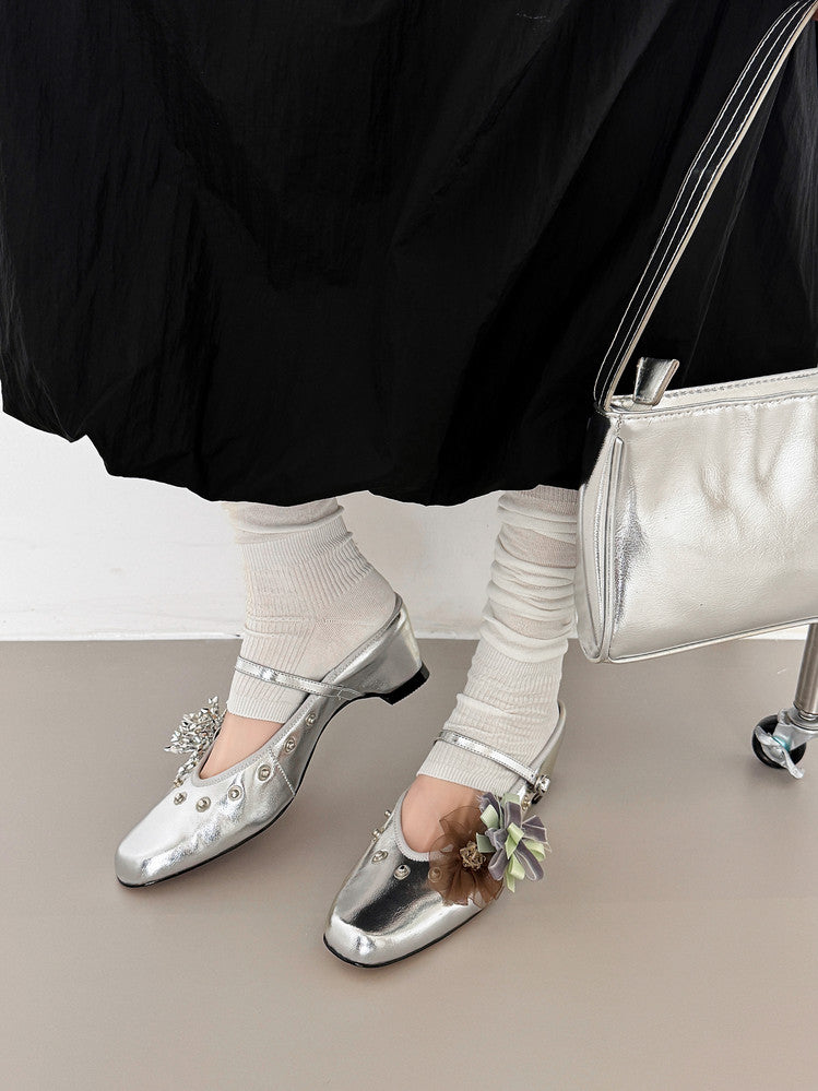 Karin Luna In Stock Spot Goods  Full-grain leather inside and out  Ultra Exquisite Round Toe Hidden Heel Closed-Toe Slippers
