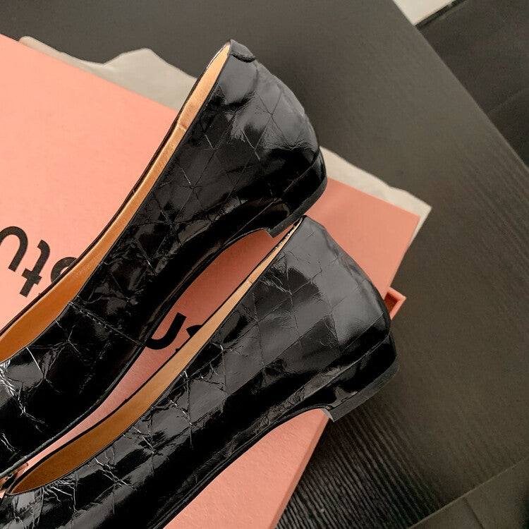 Karin Luna High Quality Low Price ！Hot-selling Fasteners Full leather inside and out Trendy Plaid Fabric Super Beautiful Flat Cowhide Shoes