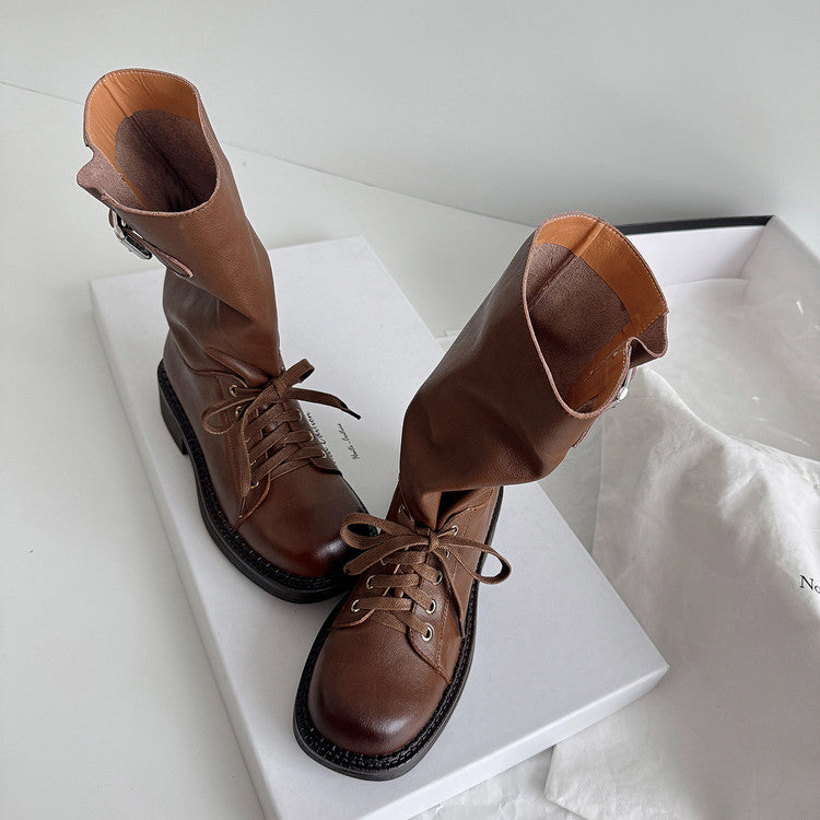Karin Luna Bestseller Large Tube Thick Sole Martin Boots with Belt Buckle