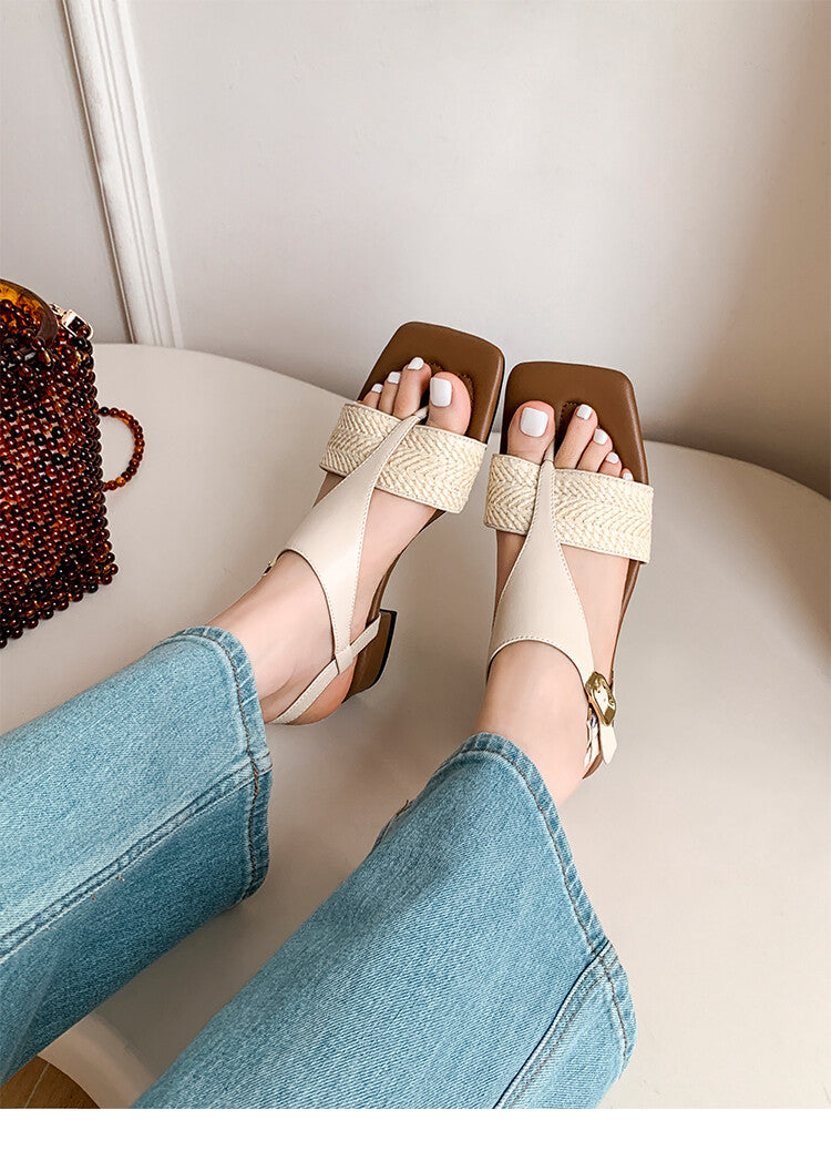 Karin Luna Hot-Selling Series~Resort Style Straw Woven Comes with data plan included Designed thong sandals