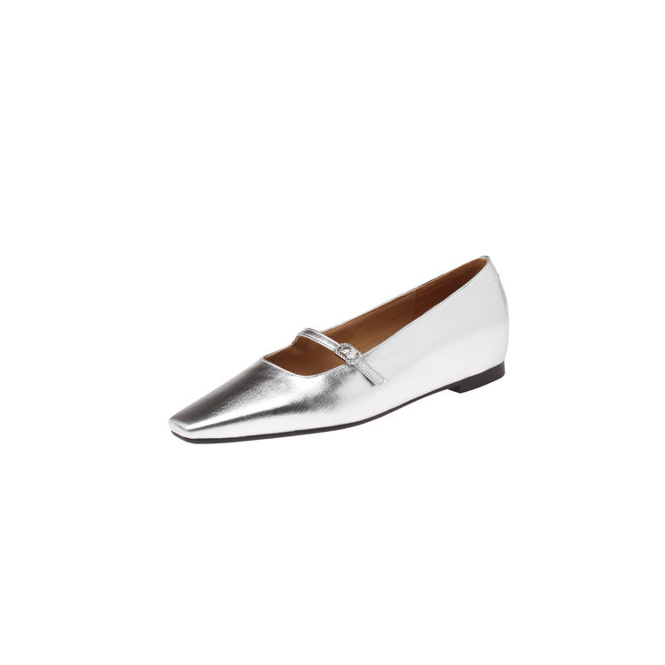 Karin Luna In Stock Spot Goods  Elegant Square-Toe One-Strap Height-Increasing Flats