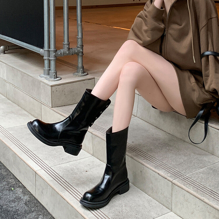 Karin Luna Classic Basic Style   Convertible Foldable Hidden Buckle Snow Fur Shoes Full cowhide Basic Flat Short Boots