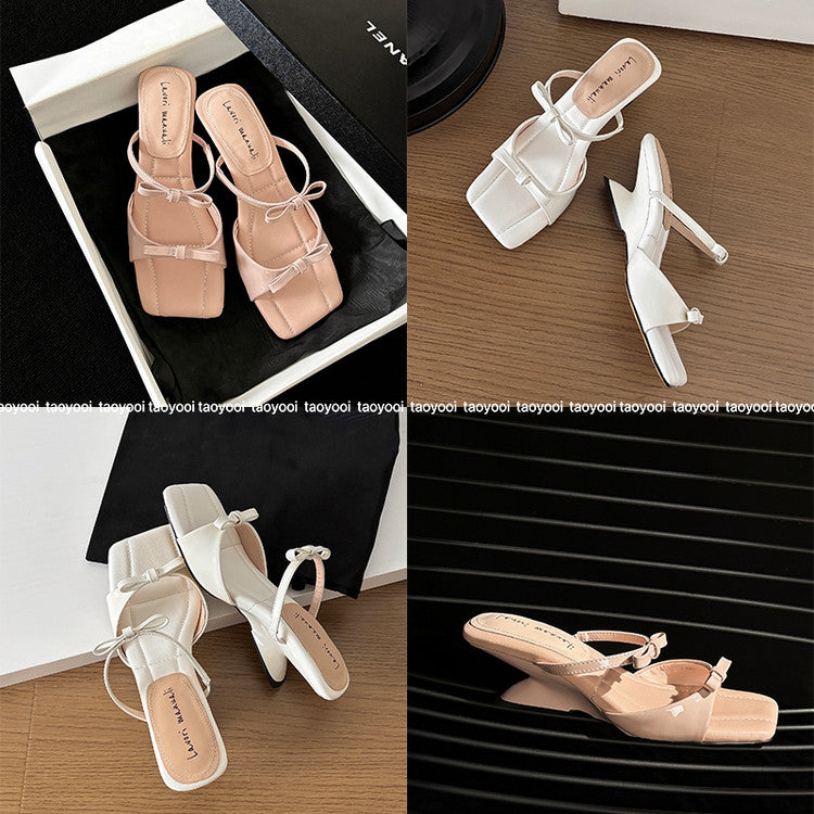 Karin Luna Hot Item Hot Item Self-Flow Square-Toe Irregular Heel Slippers