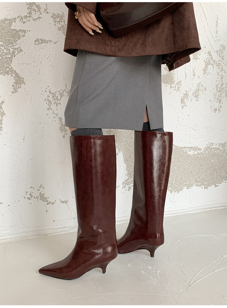 Karin Luna In Stock In Stock    Stunning Elegant Style Kitten Heel Straight Long Boots