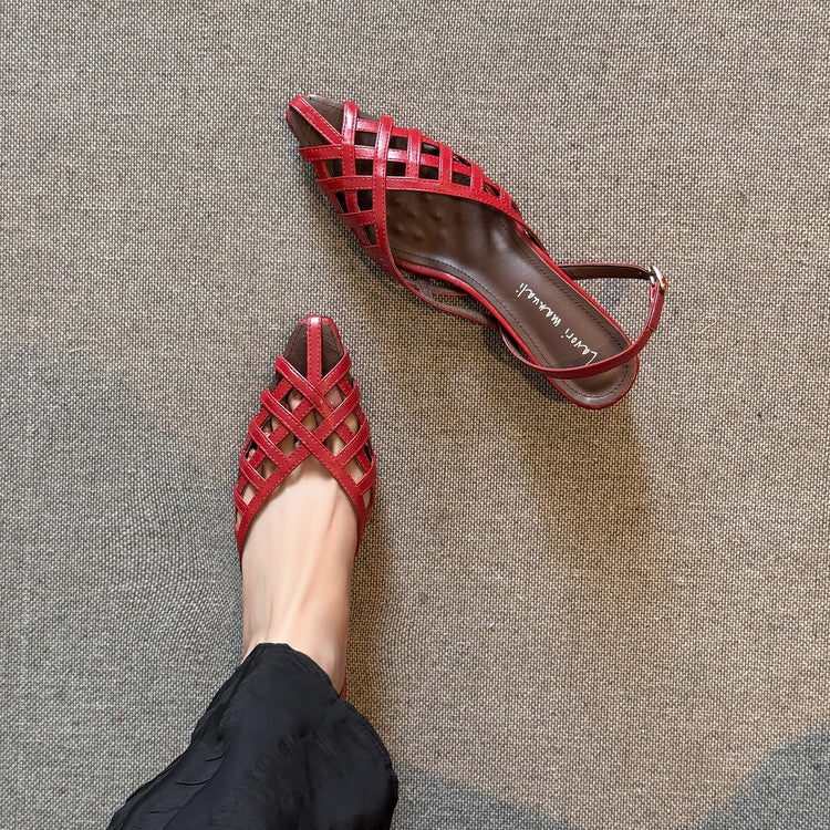 Karin Luna Braided Style ~Cross-woven Pointed Toe Closed-toe Sandals