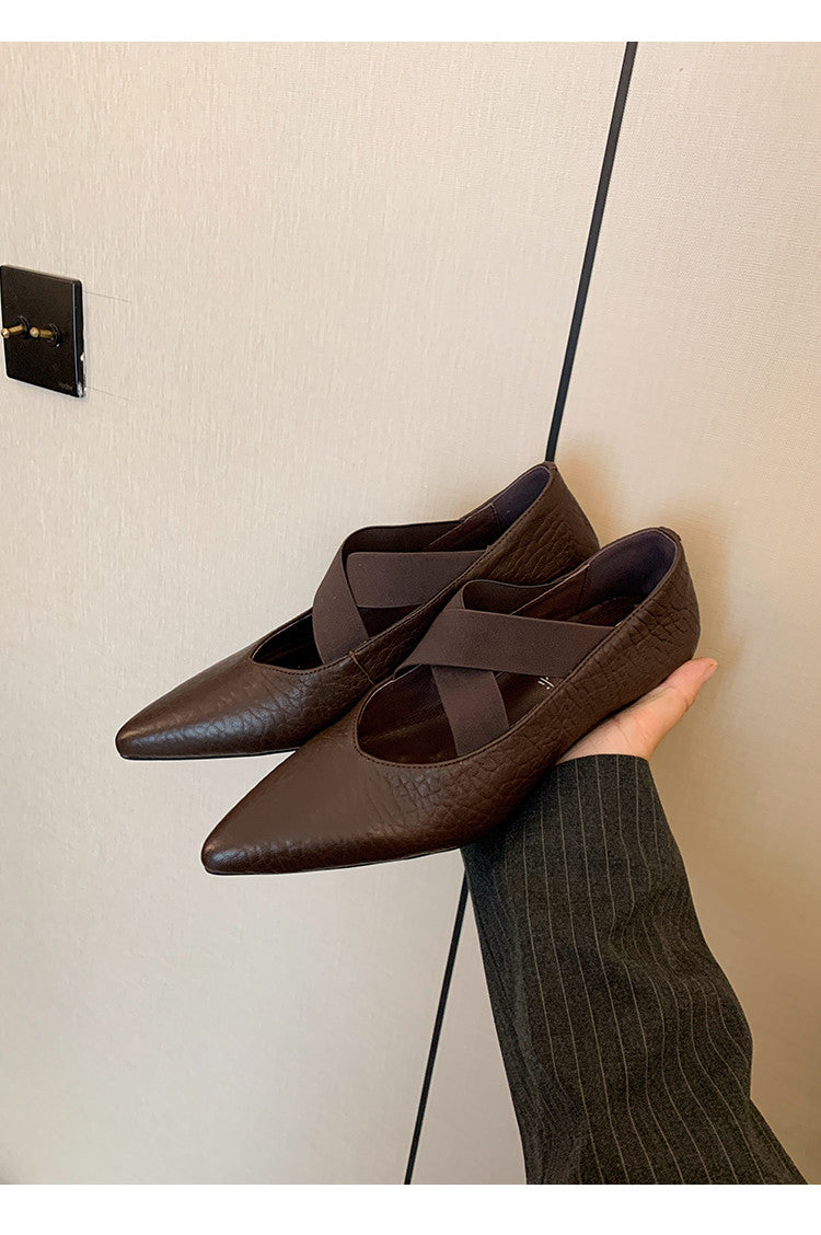 Karin Luna In Stock  Spot Goods  a Large Number of Spot Goods Pointed Toe Cross Strap Hidden Wedge Shoes