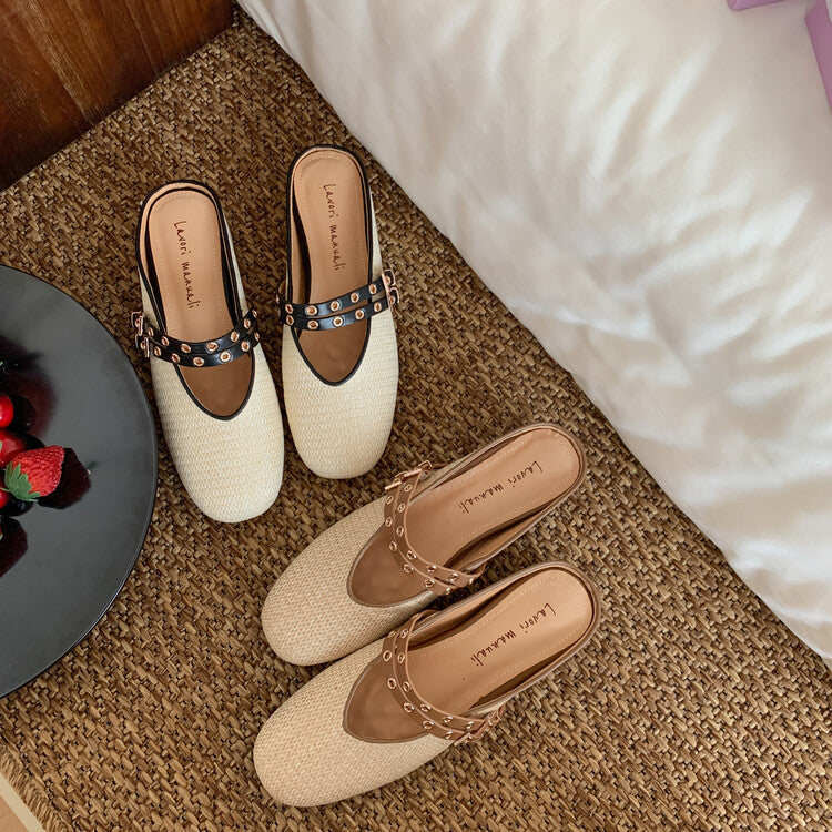 Karin Luna  Closed-Toe Woven Style Height-Increasing Slippers