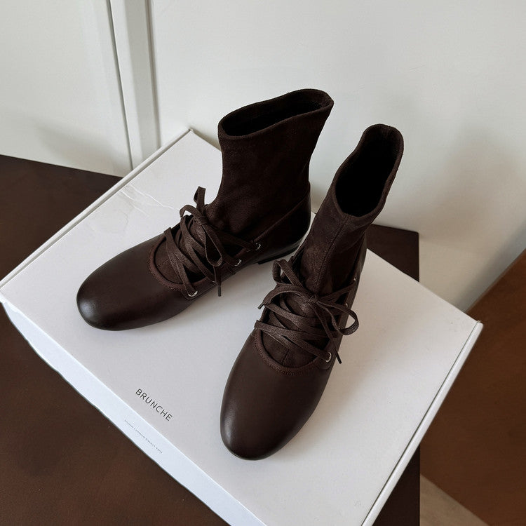 Karin Luna Round Toe Internal Height Increase Lace-up Ankle Boots