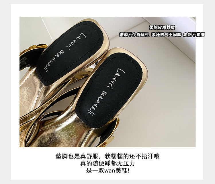 Karin Luna In Stock Spot Goods   Sequin One-Strap Irregular Heel Sofa Insole Flip-Flops
