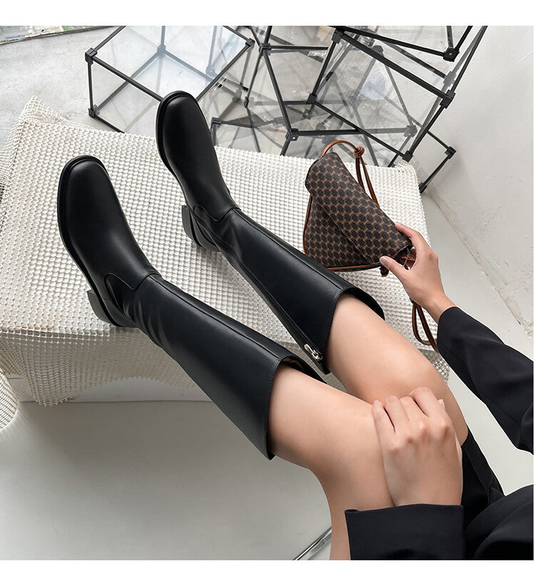 Karin Luna In Stock  Cowhide Niche Versatile Style Knight Boots