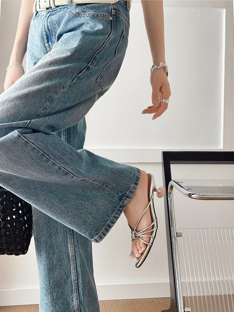 Karin Luna In Stock In Stock  In Stock Round Toe Cross Hollow Round Toe Stiletto Slippers