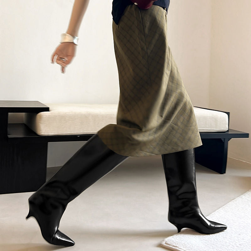 Karin Luna In Stock In Stock    Stunning Elegant Style Kitten Heel Straight Long Boots