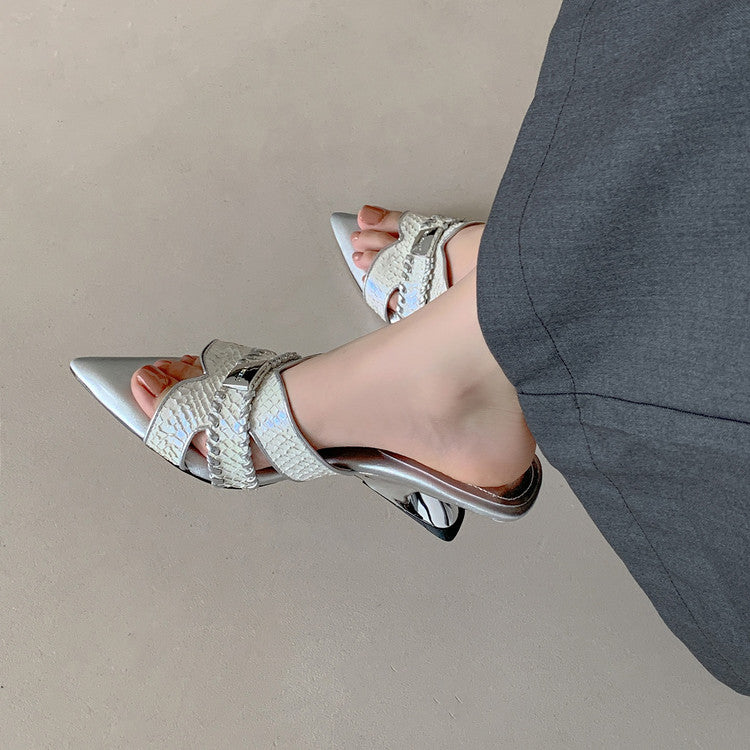 Karin Luna Fish Skin Series~Minimalist Pointed Toe Hot-Selling Unique Heel Slippers