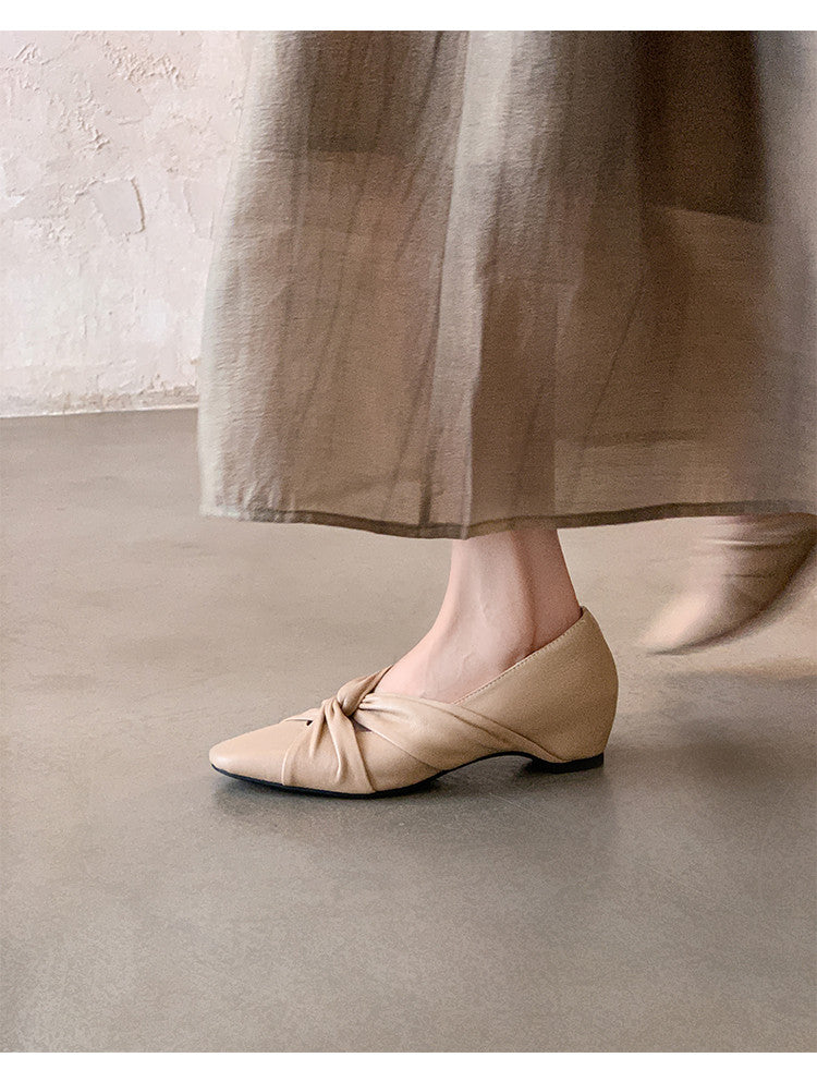 Karin Luna Cross Design Square Toe Hidden Wedge Shoes