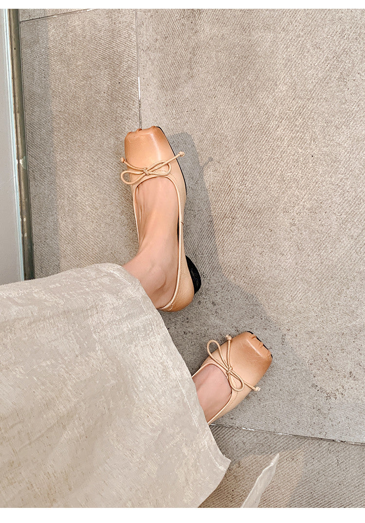 Karin Luna In Stock In Stock ~Full leather inside and out Pig Nose Bow Retro Thick Heel Mary Jane Shoes