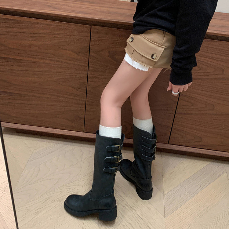 Karin Luna In Stock In Stock Thigh Circumference Belt Buckle Thick Sole Rider Boots