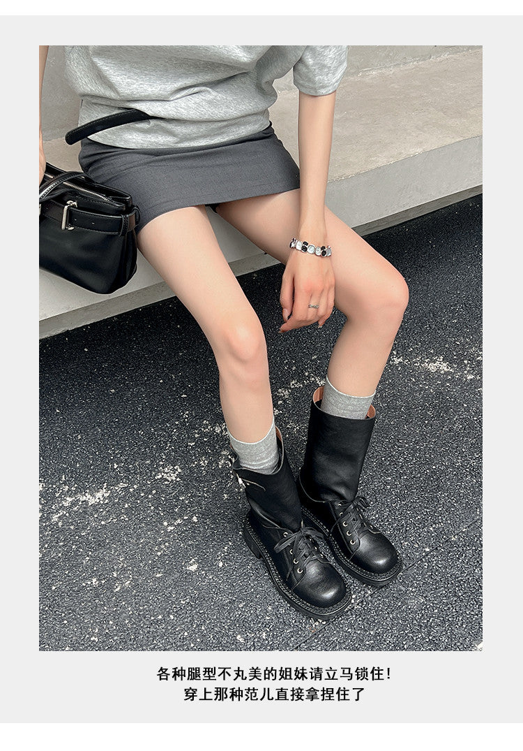 Karin Luna Bestseller Large Tube Thick Sole Martin Boots with Belt Buckle