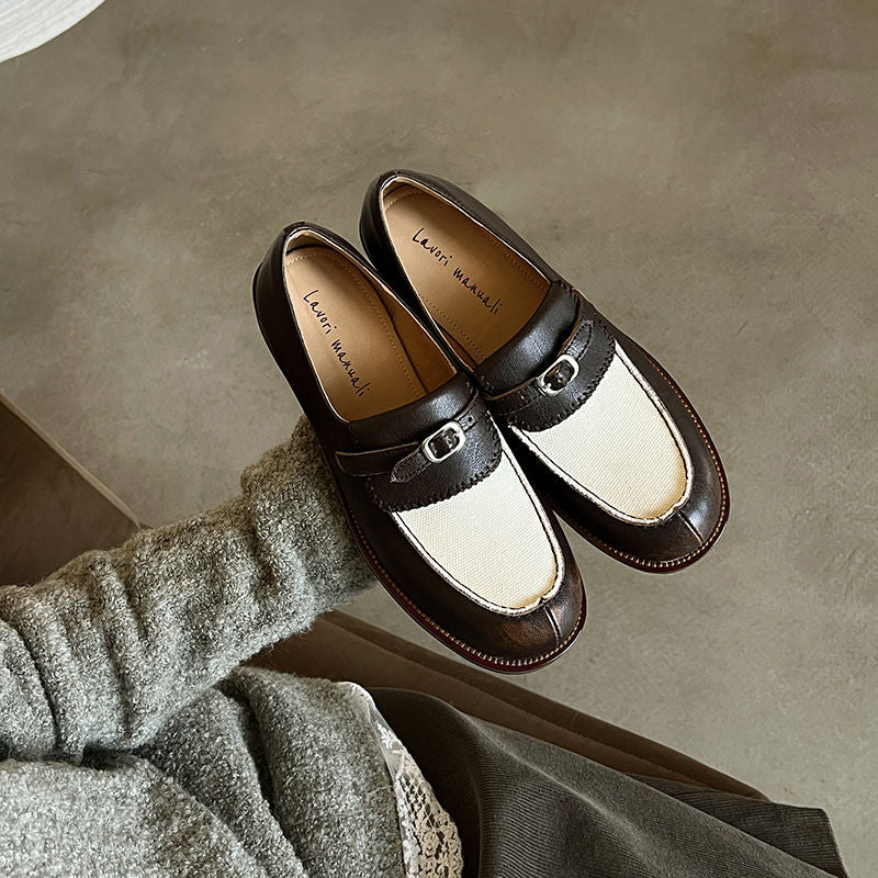 Karin Luna Casual Shoes Series~  In stock Classic color-blocking British style deep-mouth single shoes