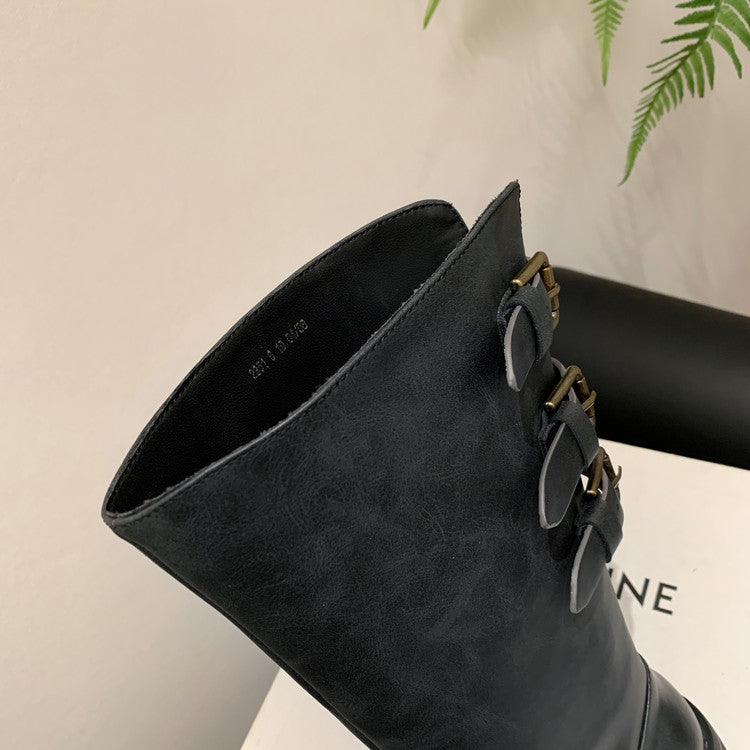 Karin Luna In Stock In Stock Thigh Circumference Belt Buckle Thick Sole Rider Boots