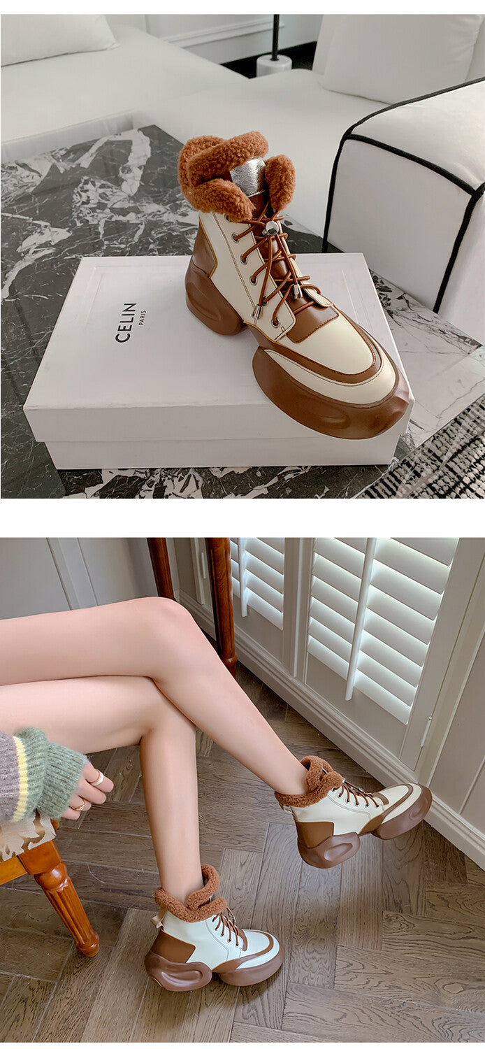 Karin Luna In Stock  Spot Goods  Hot-selling Sports Thick Sole Thickened Fur Snow Boots Full cowhide